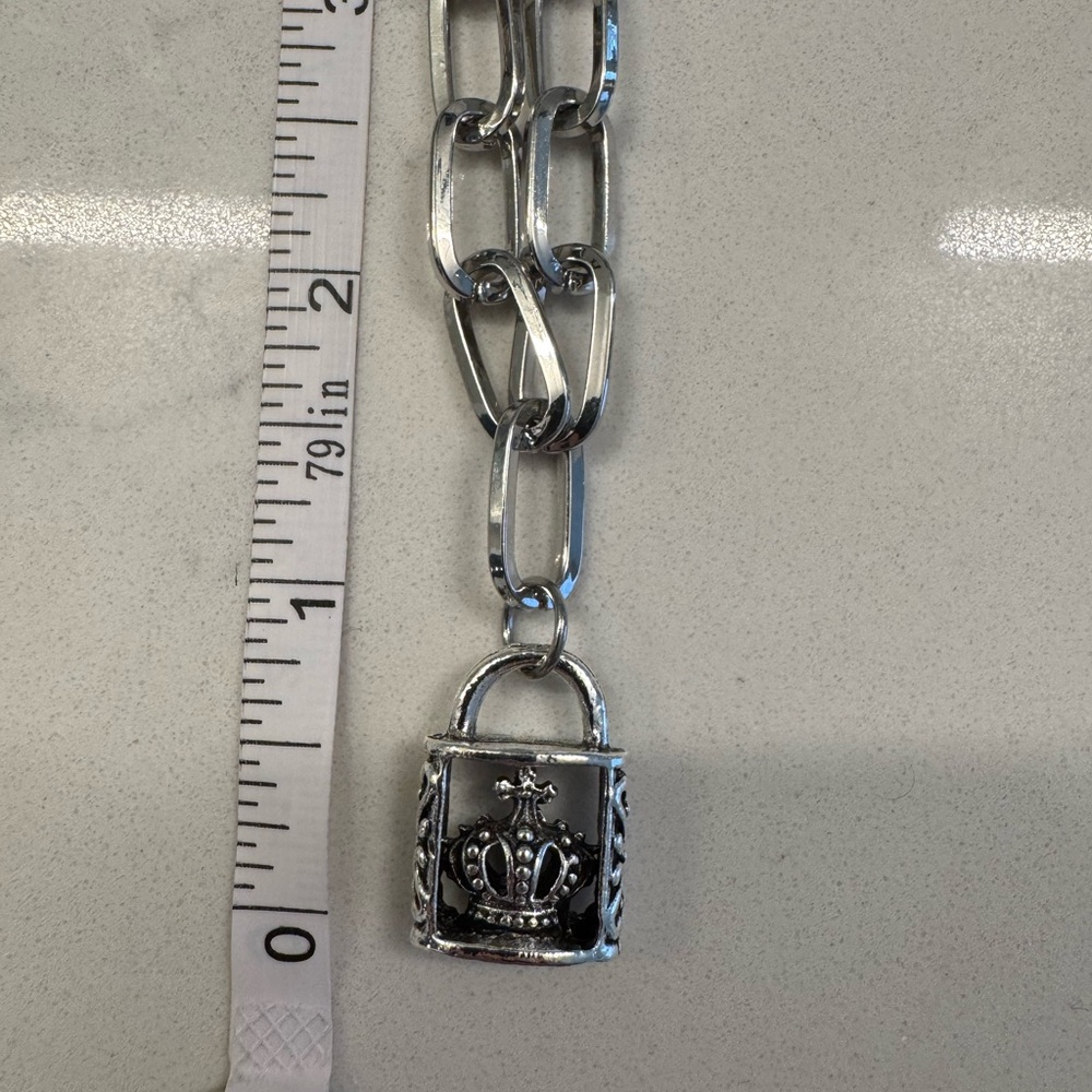 Silver Tone Necklace with Crown in Lock - Picture 7 of 9